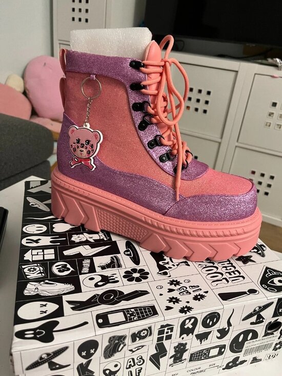 Koi Footwear Shoes - Addy the Baddy Bear Combat Boots Platform Boots Koi Footwear Women's 9
